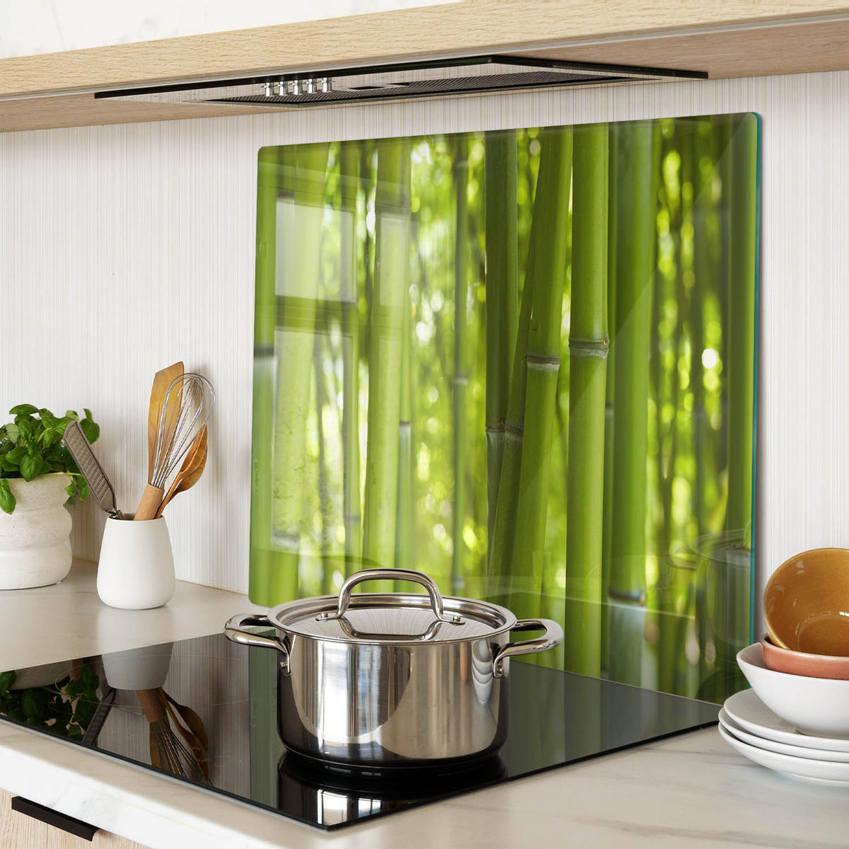 GLASPLATTE 60x52 cm Bambus - Grün, Glas (60/0.4/52cm) - TULUP