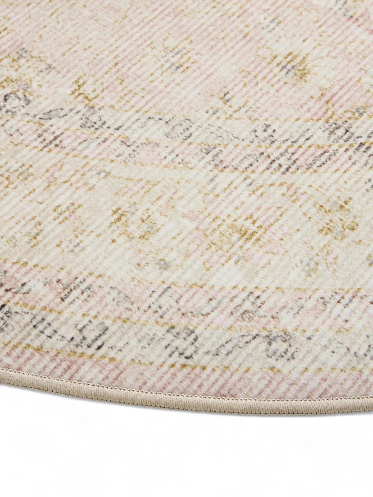 VINTAGE-TEPPICH George waschbar ø 160 cm rund - Beige/Rosa, Kunststoff (160/160cm) - benuta