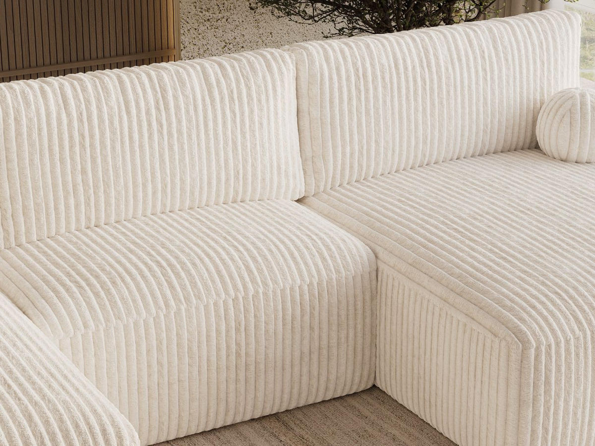ECKSOFA U Aurora Creme - Creme, Holz/Textil (369/145cm) - Graingold