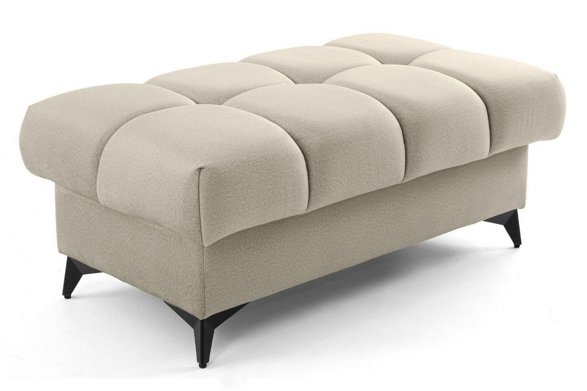 POUF PUDDING 110 x 60 cm Velours Creme - Creme/Schwarz, Holz/Textil (110/43/60cm) - Muffo