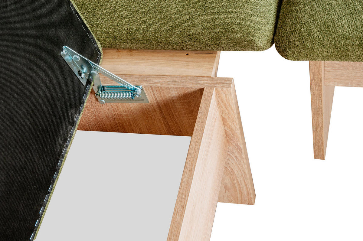 ECKBANKGRUPPE Die Vielseitige Tisch III - Eichefarben/Grün, Holzwerkstoff/Buchenholz (145/86/185cm) - Kundler Home