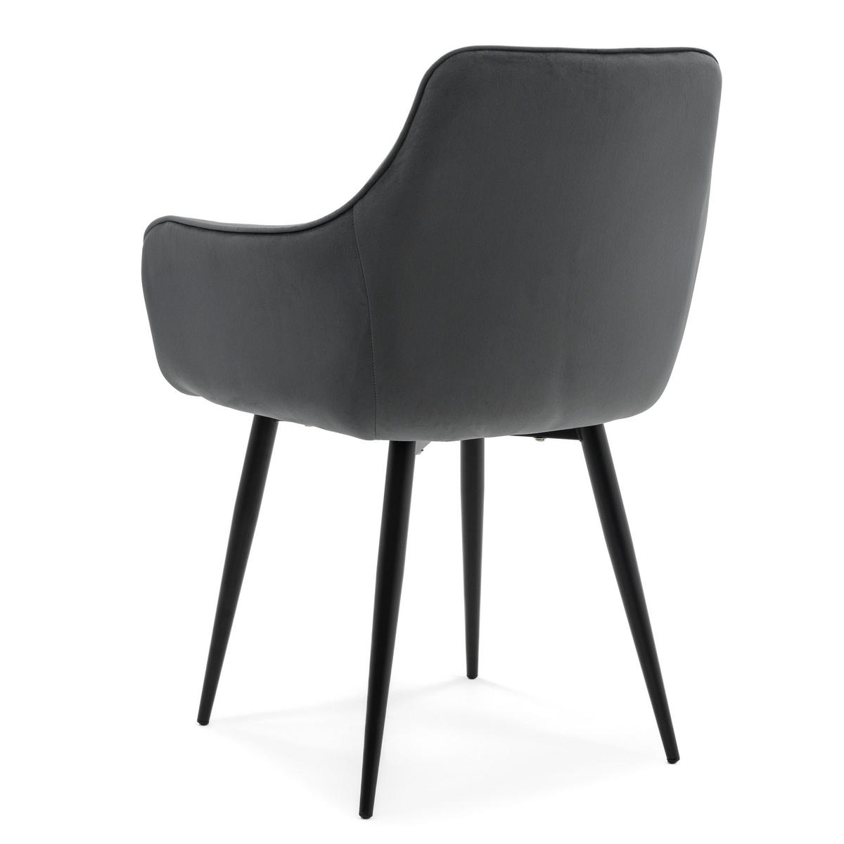 STUHL QUATTRO gepolstert mit Steppung - grau - Samt Velours - Schwarz/Grau, Textil/Metall (58/88/58cm) - NEW HOME