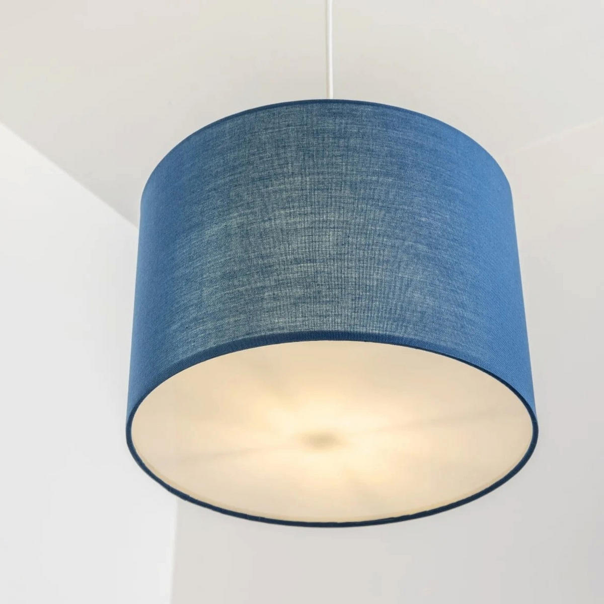 DECKENLAMPENHAUBE LUCIA Marineblauer Stoff mit mattiertem Diffusor - Dunkelblau, Textil (30/30/20cm) - CGC Europe