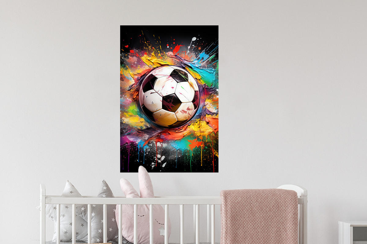 WANDTATTOO Fußball - Farbe - Farben - Schwarz - Weiß 40x60 cm - Weiß, Kunststoff (40/60/0.1cm) - MuchoWow