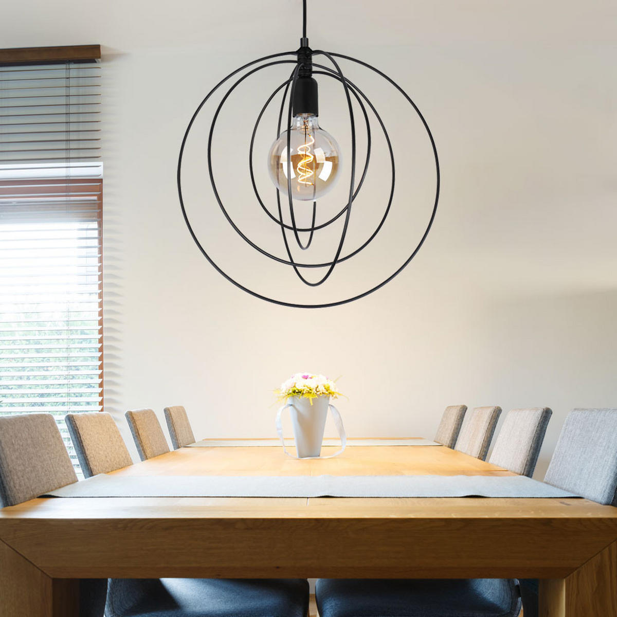 HÄNGELEUCHTE SARINI Schwarz - Schwarz, Metall (40.2/40.2/120cm) - Globo Lighting