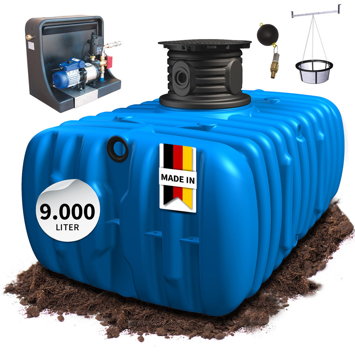 M Flachtank-Paket 9000 L Haus-Premium - Blau, Kunststoff (480/109/245cm) - 4rain