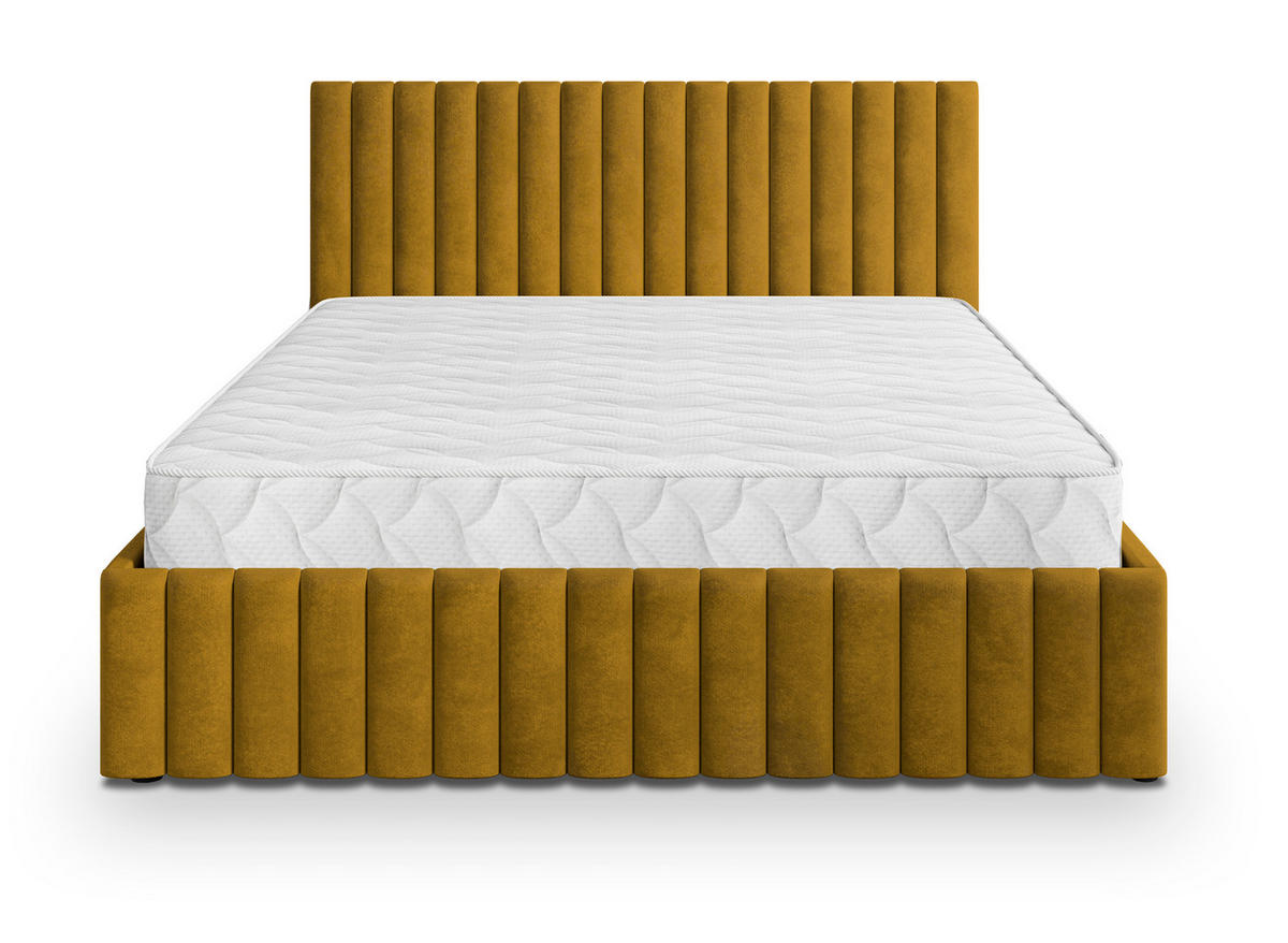 POLSTERBETT CARMIA K 120x200 cm mit Bettkästen - Gelb - Gelb, Holz/Textil - MASSENO