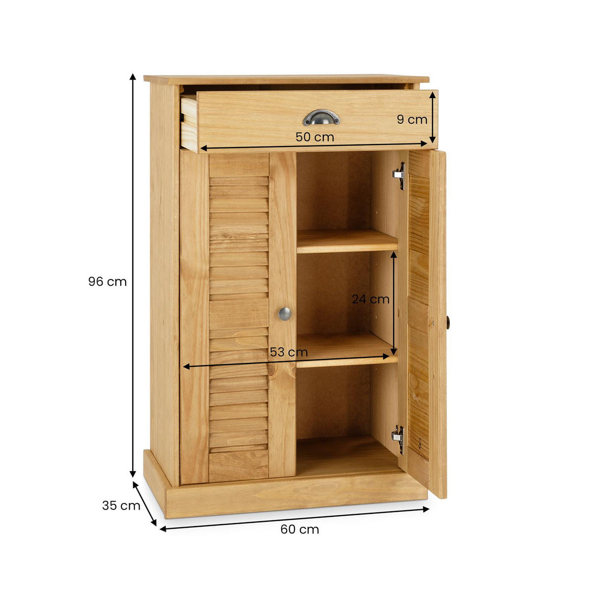 KOMMODE VENETA gebeizt/gewachst - Kieferfarben, Holz (60/96/35cm) - IDIMEX