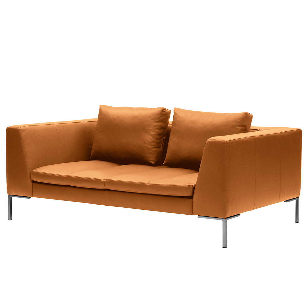 2-SITZER - Chromfarben/Cognac, Leder/Metall (174/81/105cm) - home24