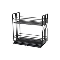 GEWÜRZREGALE mit Schienen Parallele ausziehbare - Schwarz, Metall (26.5/26.1/13.2cm) - Livingandhome