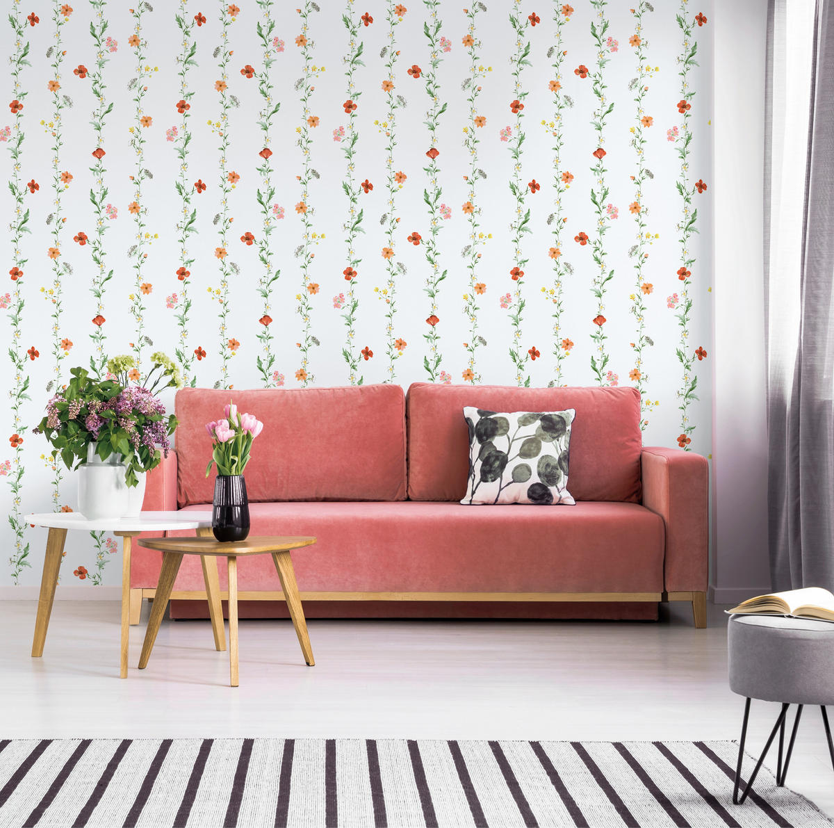 TAPETE Blumen 53 cm x 10 m - Orange, Papier (53/1000cm) - Sanders & Sanders