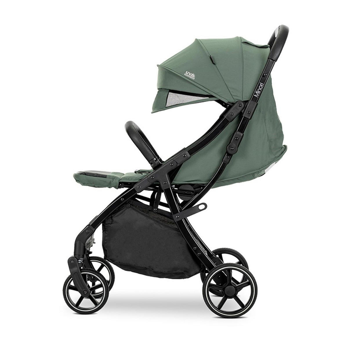 BUGGY Minori faltbar grün PU-Räder Getränkehalter Fußabdeckung - Schwarz, Metall (75/50/102cm) - Lorelli