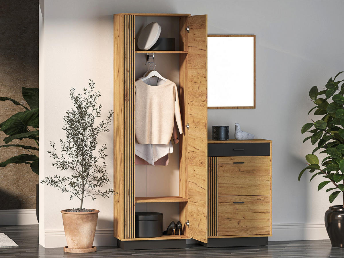 KLEIDERSCHRANK Vasco Eiche 60 cm - Eichefarben, Holzwerkstoff (60/199.5/33.4cm) - Homebook