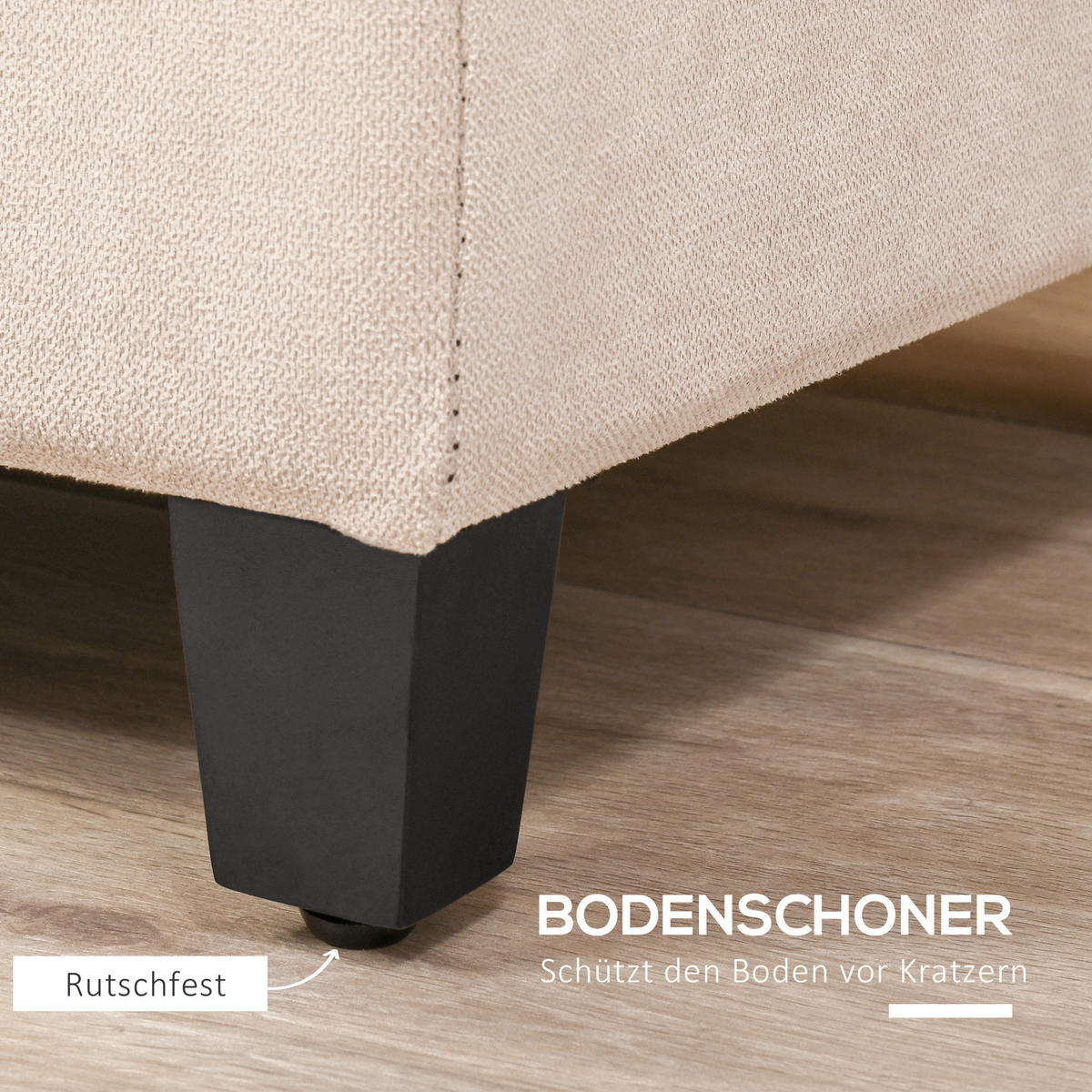 SITZBANK, Polsterbank mit Stauraum, Bettbank mit Deckel, Leinenoptik, Beige - Beige, Kunststoff (49/41.5/125cm) - HOMCOM