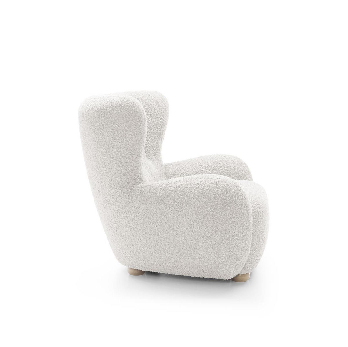 OHRENSESSEL Teddy Weiß, Buchenholz Bein, Sessel aus Boucle-Stoff - Buchefarben/Weiß, Holzwerkstoff/Textil (88/91/100cm) - Bettso
