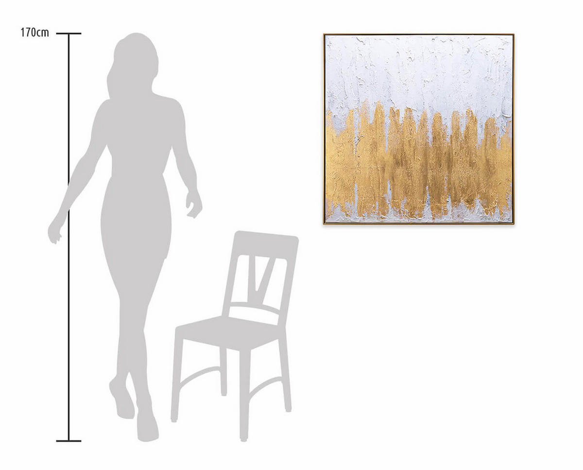 ACRYLBILD HANDGEMALT 80/80 cm - Beige/Goldfarben, Textil (80/80cm) - KUNSTLOFT