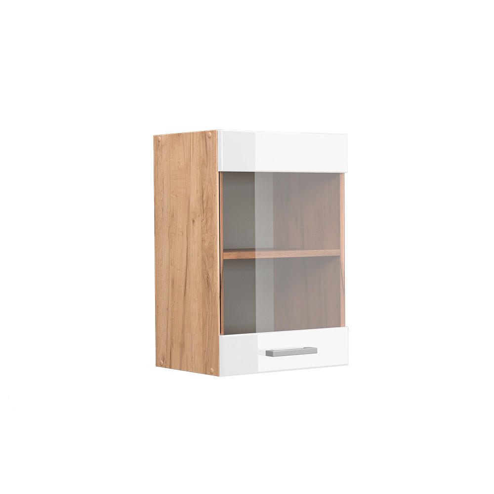 KÖKSGLASSKÅP R-Line Vit högblank 40 cm Vit högglans, Ekfärgad 60/40/31 cm