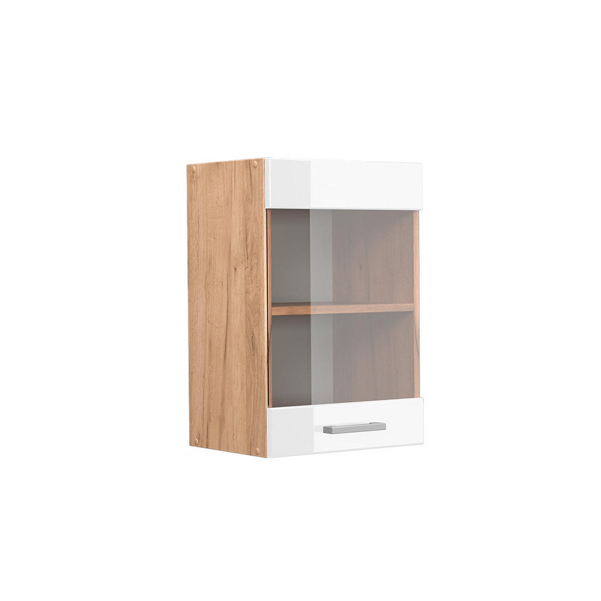 KÜCHENGLASSCHRANK R-Line Weiß Hochglanz 40 cm - Honigeiche/Weiß Hochglanz, Holzwerkstoff (40/60/31cm) - Vicco
