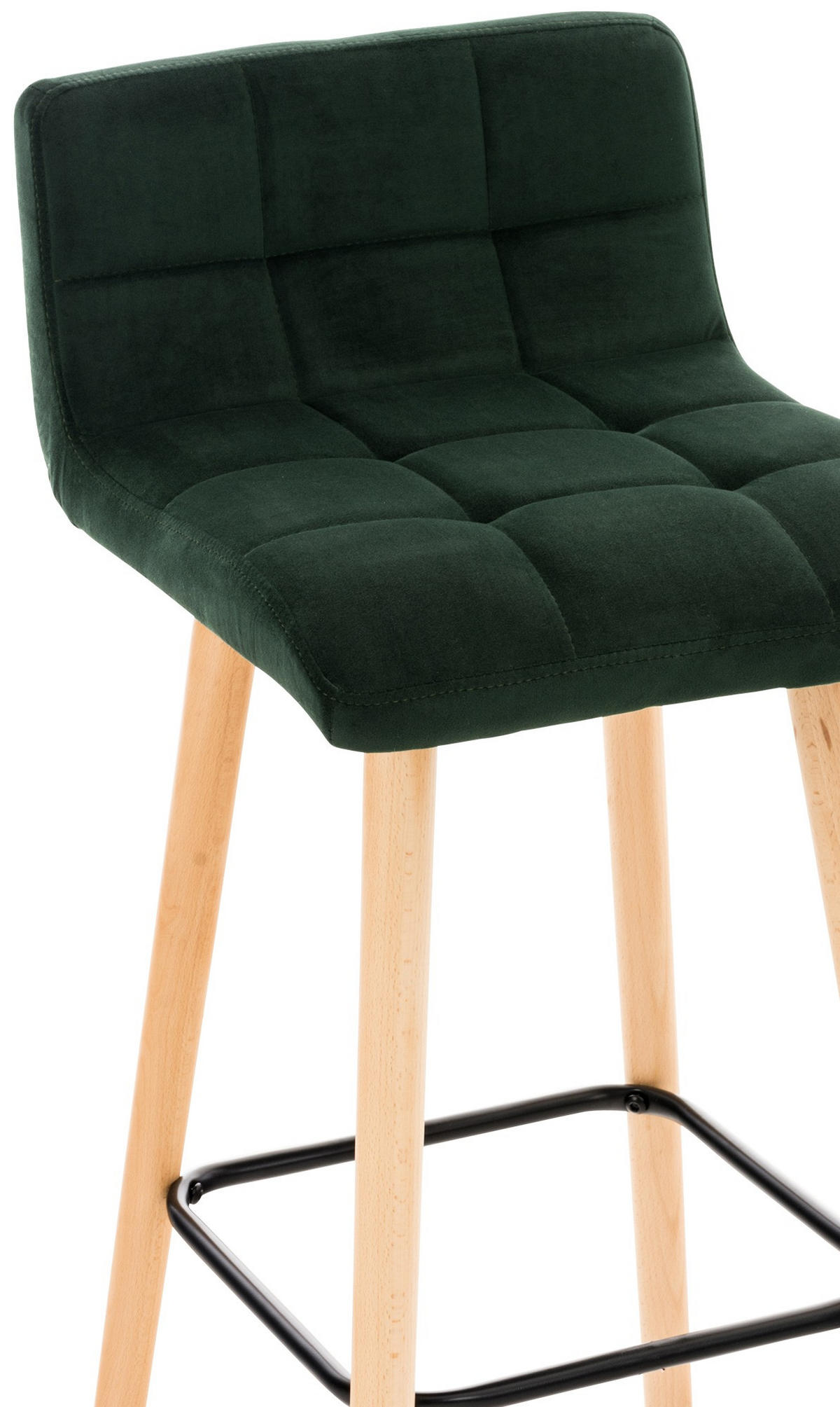 BARHOCKER Samt Grün - Eukalyptusholzfarben/Grün, Holz/Textil (42/94/49cm) - CLP