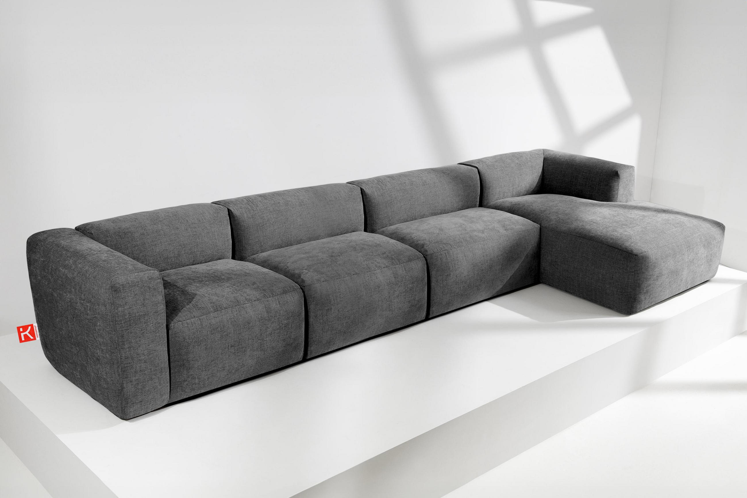 Thumbnail - Konsimo® Eckmodulsofa-Rechts, Grau, Textil, Eckteil,Freiform, 377x180 cm, Wohnzimmer, Sofas & Couches, Wohnlandschaften,...