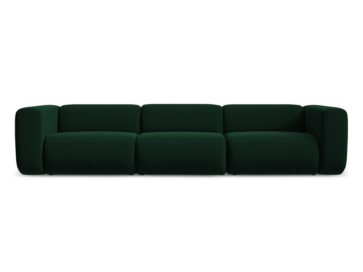 4-SITZER-SOFA Samt Stoff Grün - Dunkelgrün/Schwarz, Kunststoff/Textil (319/70/89cm) - Makamii