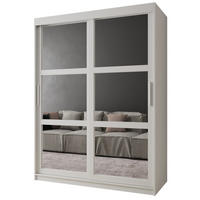 SCHWEBETÜRENSCHRANK 200/150/62 2-türig - Silberfarben/Weiß, Holz/Kunststoff (150/200/62cm) - MÖBEL KRYSPOL