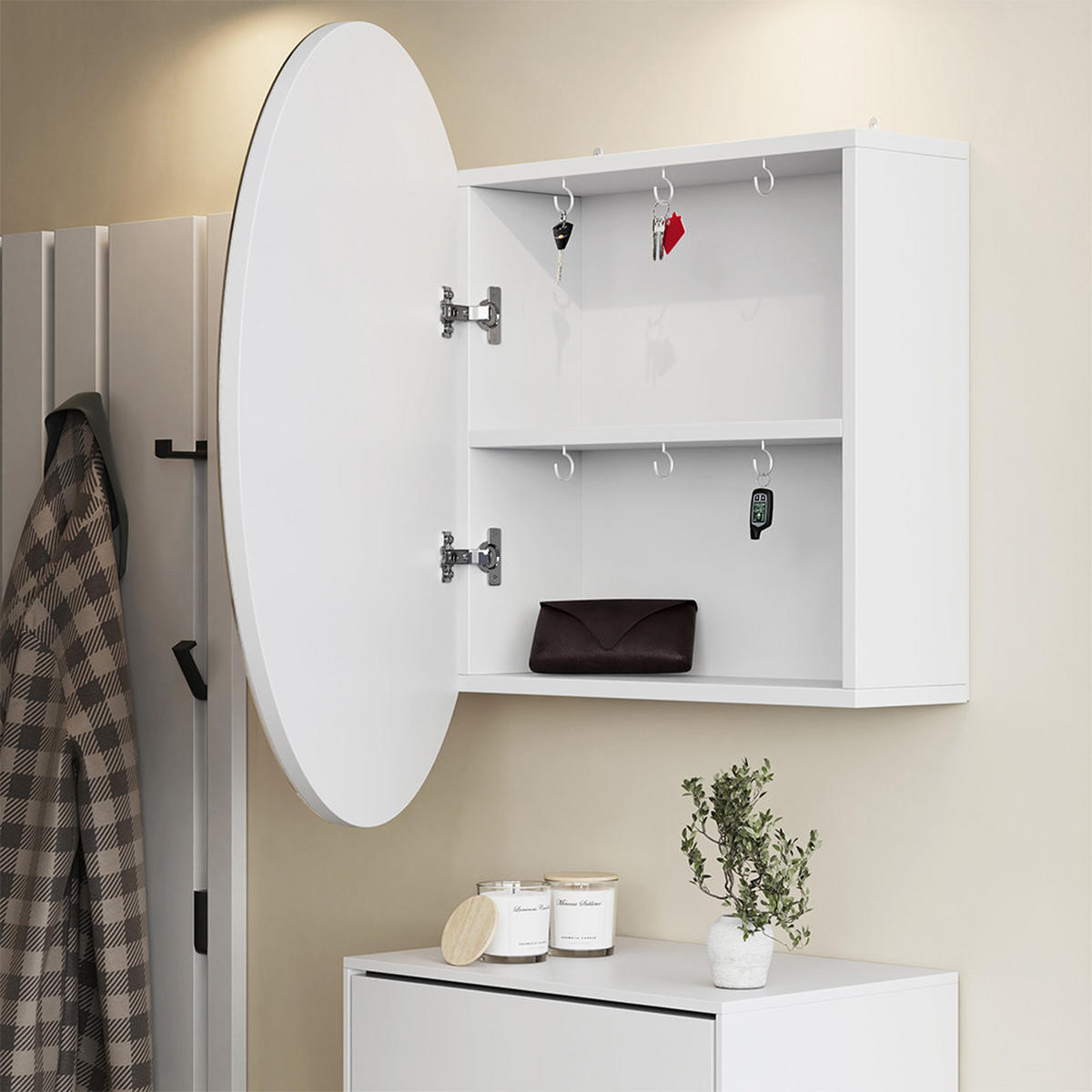 BADSPIEGELSCHRANK Loki Weiß 70 x 70 cm mit 2 Fächern - Weiß, Holzwerkstoff (70/70/17.4cm) - Vicco