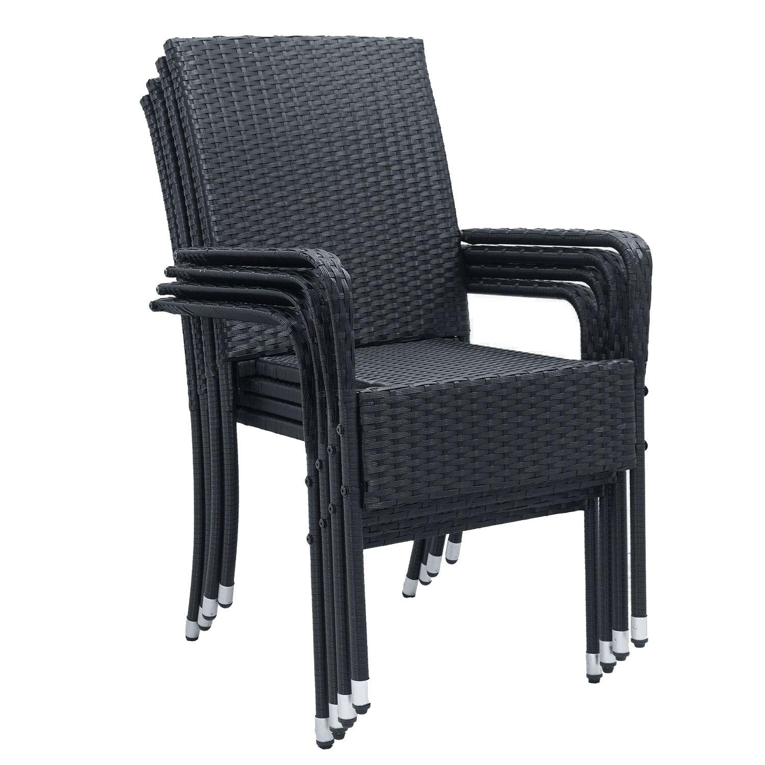 GARTENSTÜHLE Yoro 4er-Set - Schwarz, Kunststoff (50/90/50cm) - Juskys