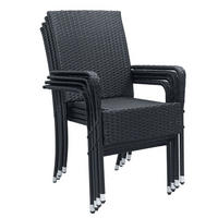 GARTENSTÜHLE Yoro 4er-Set - Schwarz, Kunststoff (50/90/50cm) - Juskys