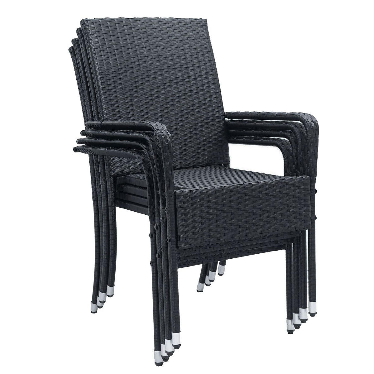 GARTENSTÜHLE Yoro 4er-Set - Schwarz, Kunststoff (50/90/50cm) - Juskys