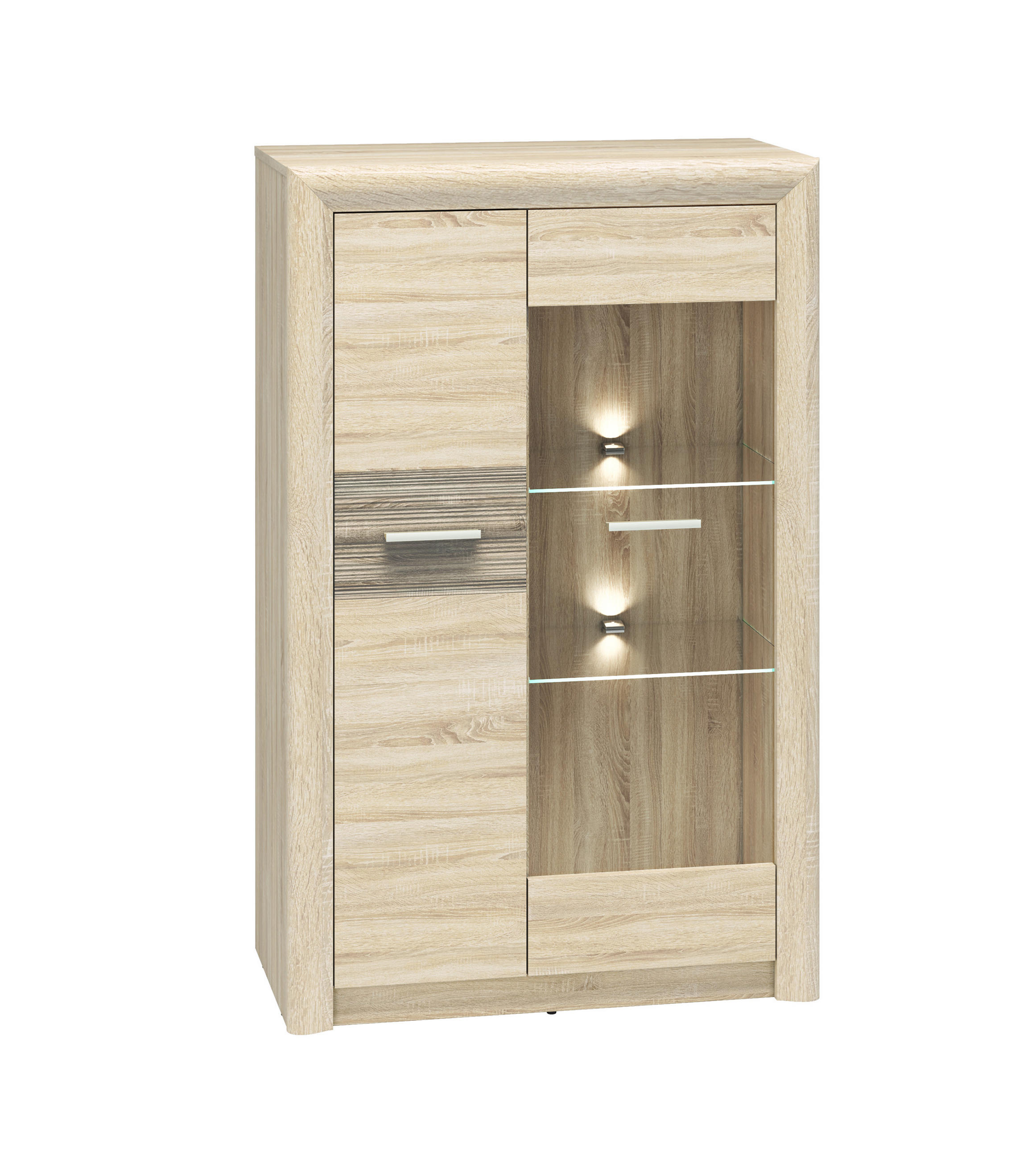 HIGHBOARD Castel Sonoma Eiche hell / Sonoma Eiche Trüffel - Braun/Sonoma Eiche, Holz/Holzwerkstoff (85/133/43cm) - Feldmann-Wohnen