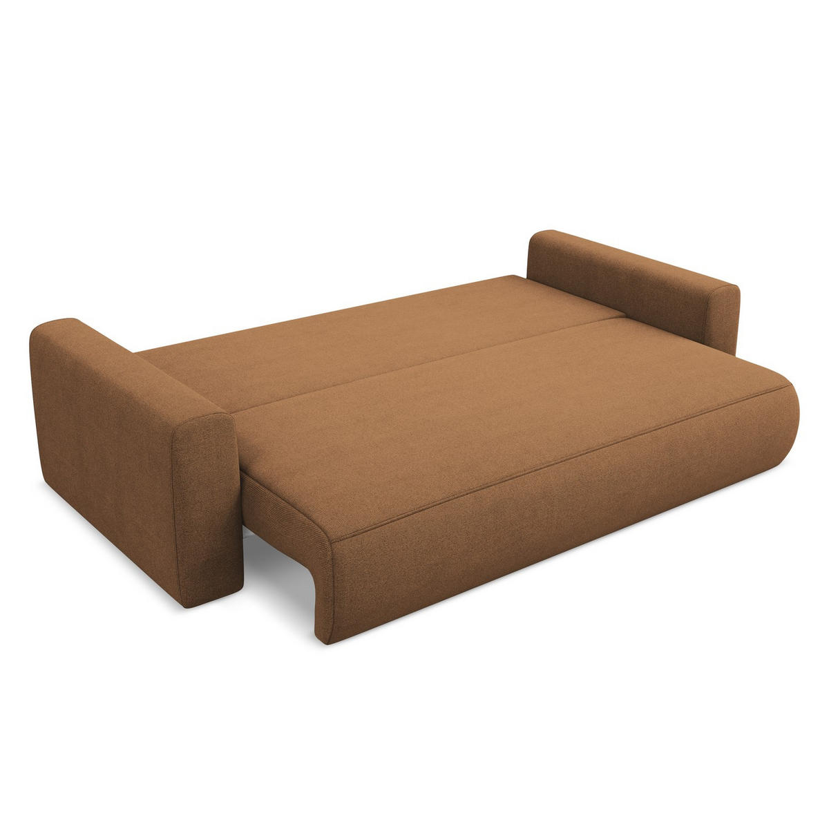 3-SITZER SOFA mit Schlaffunktion Strukturstoff Stoff Orange - Terracotta/Schwarz, Kunststoff/Textil (238/82/105cm) - Makamii