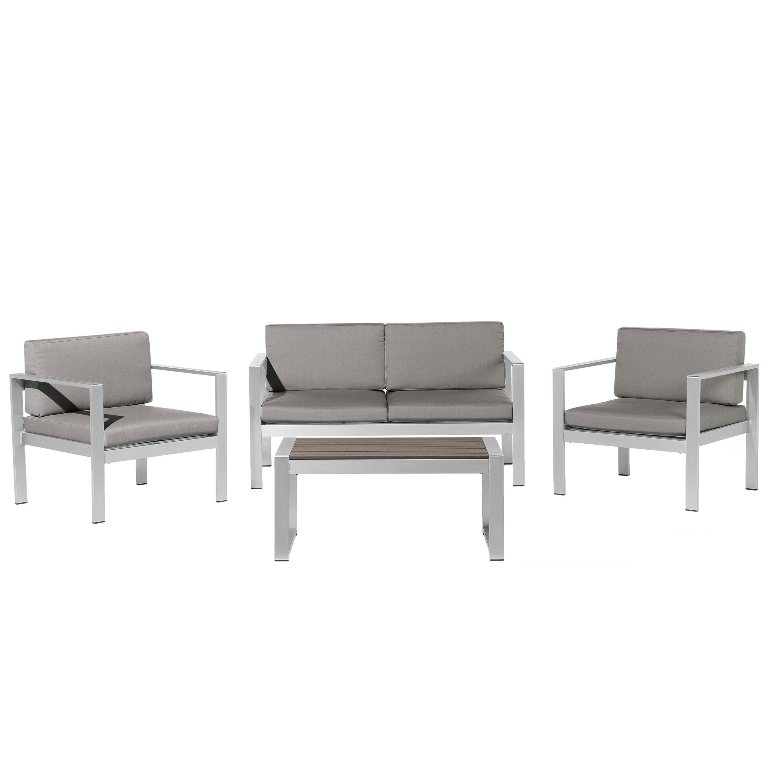 LOUNGE-SET 4-sitzer Aluminium Dunkelgrau Salerno - Grau, Metall - Beliani