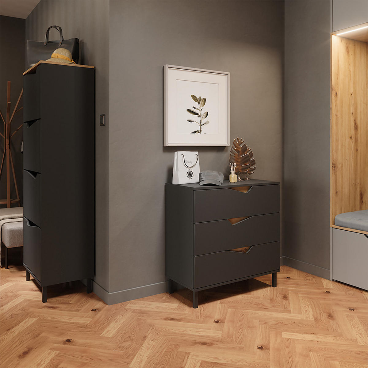 BOTNÍK NA BOTY Marelle Antracit/Artisan - světle šedá/antracitová, kompozitní dřevo (60/167.4/38cm) - Vicco