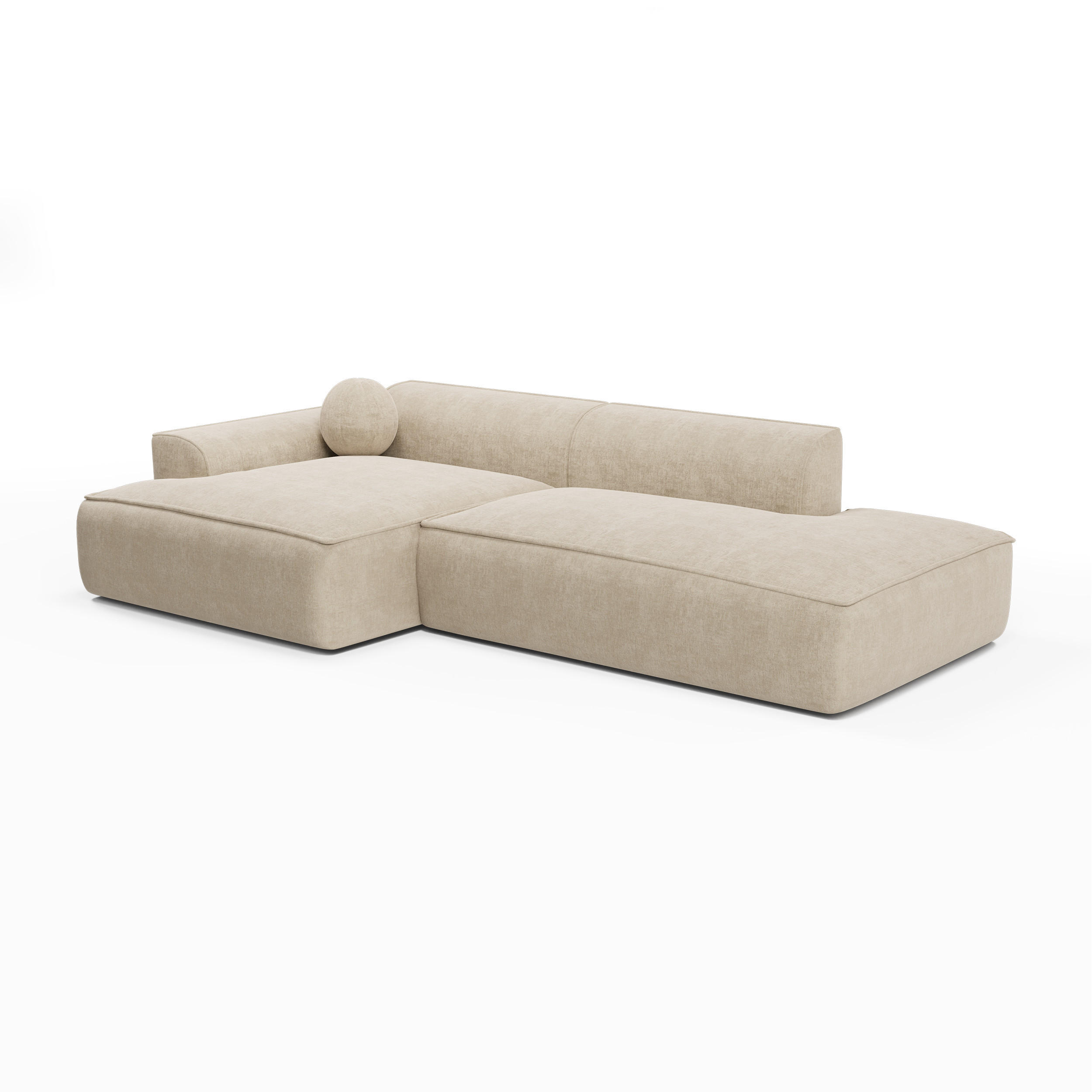Thumbnail - Sia Home Ecksofa, Creme, Textil, 4-Sitzer, L-Form, Ottomane links,Rechteckig, 300x155 cm, Wohnzimmer, Sofas & Couches, W...
