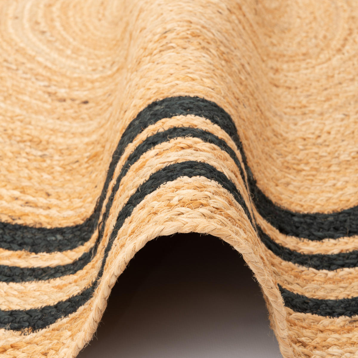 NATURFASER TEPPICH JUTE SALSA STREIFEN RUND - Anthrazit, Textil (100/100cm) - Pergamon