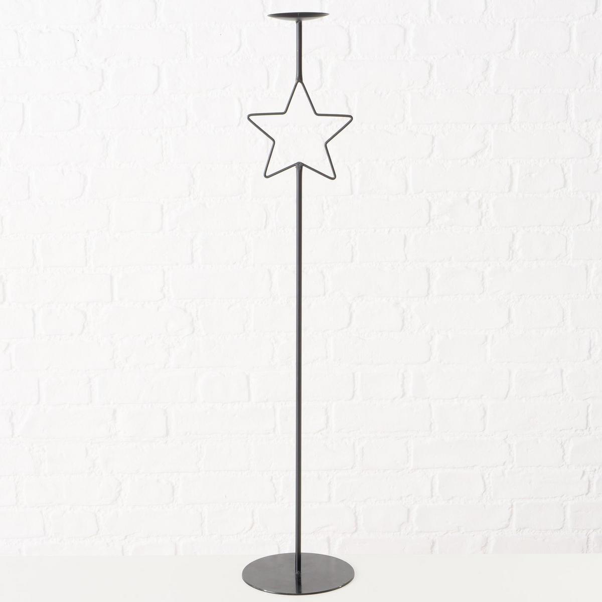 KERZENHALTER aus Metall mit Stern Guila - Schwarz, Metall (20/99.5/20cm) - Boltze Home