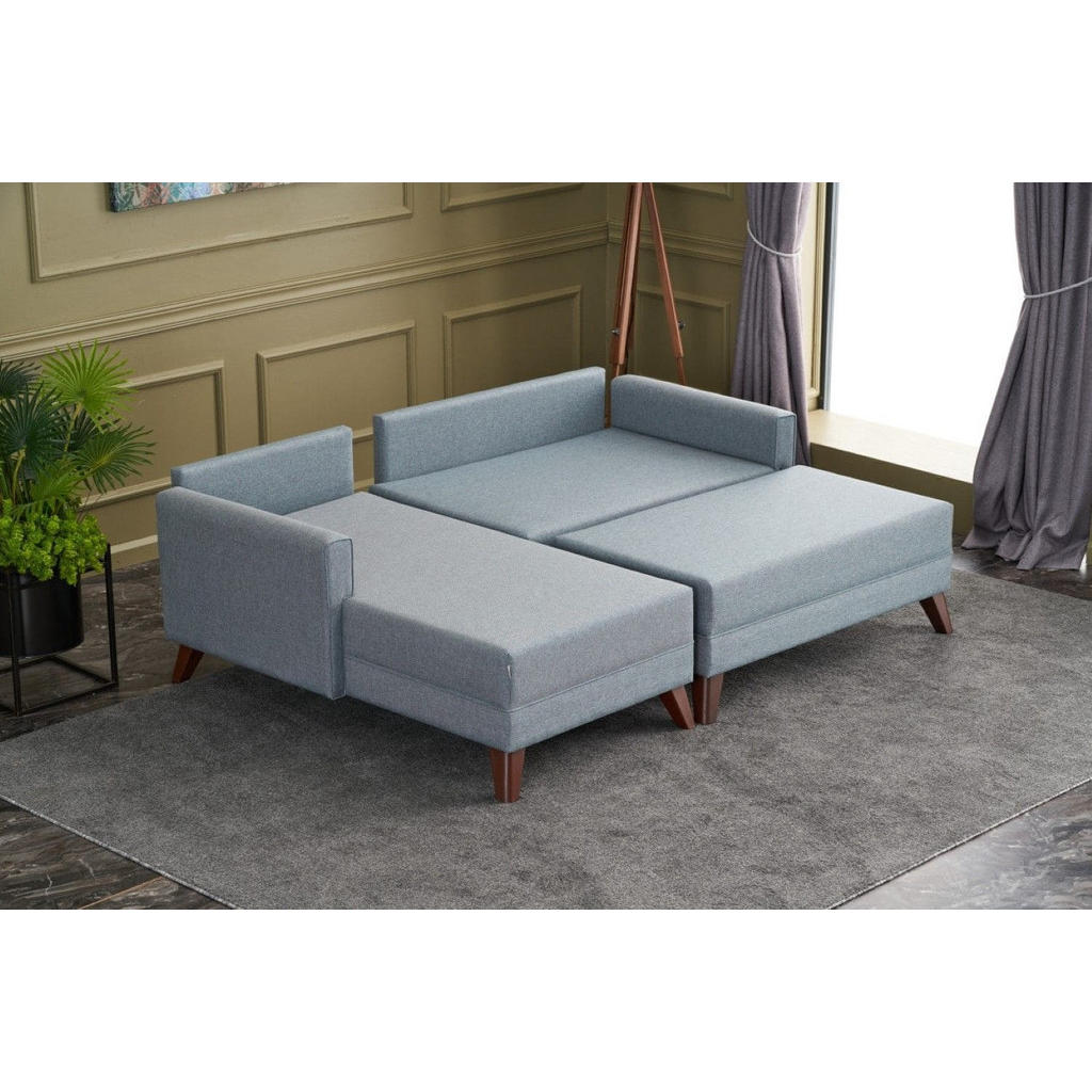 Thumbnail - myHomelando Ecksofa, Blau, Textil, Echtholz, 4-Sitzer, Füllung: Komfortschaum,Komfortschaum,Schaumstoff, L-Form,L-Form, ...