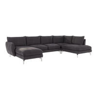WOHNLANDSCHAFT Elou Graphit Luxusmicrofaser - Chromfarben/Graphitfarben, Textil/Metall (336/87/200cm) - S-Style Möbel