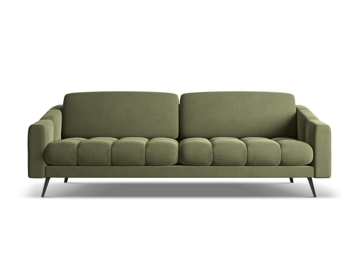 4-SITZER-SOFA Samt Stoff Grün - Schwarz/Olivgrün, Textil/Metall (238/80/95cm) - Makamii