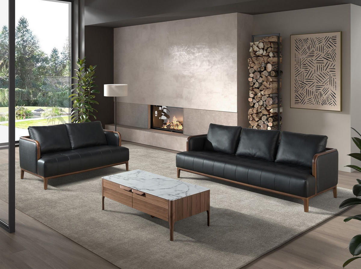 COUCHTISCH Rechteckiger aus Glas mit Marmor- und Nussbaumimitation 120/60/40 cm - Nussbaumfarben/Walnussfarben, Glas/Holz (60/120/40cm) - ANGEL CERDA