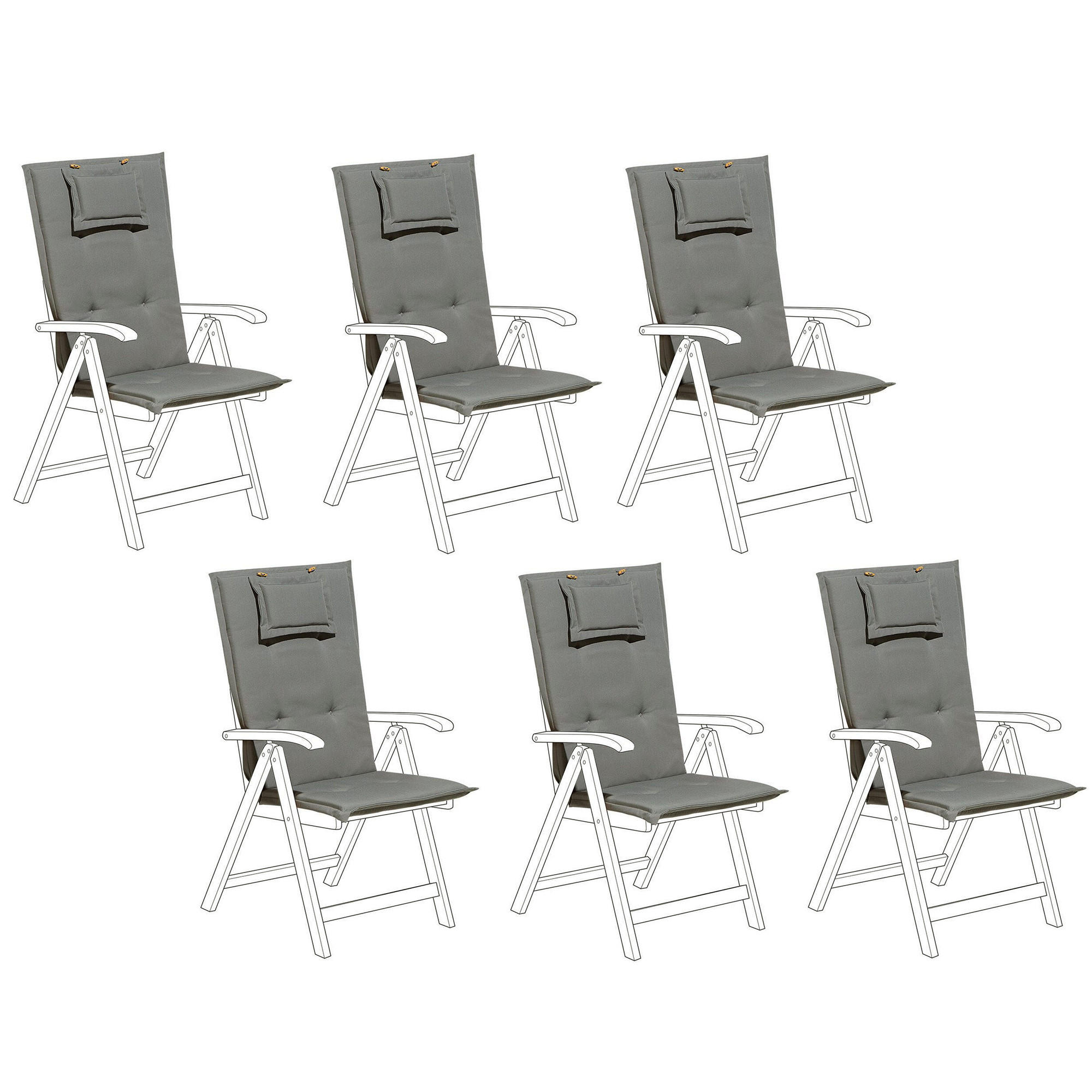 Beliani SEDACÍ polstrování sada 6 ks Šedé 50/45 cm Java/Amantea