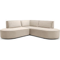 ECKSOFA Nora L-Form 3-Sitzer Universell, Samt, Beige 223/73/223 cm - Ecru/Beige, Kunststoff/Textil (223/223cm) - WFL GROUP