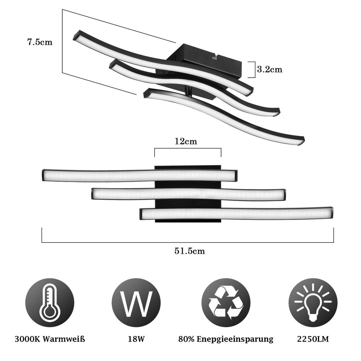 LED závěsné světlo Christine III 52/12/8 cm - černá, plast (52/12/8cm) - Nettlife