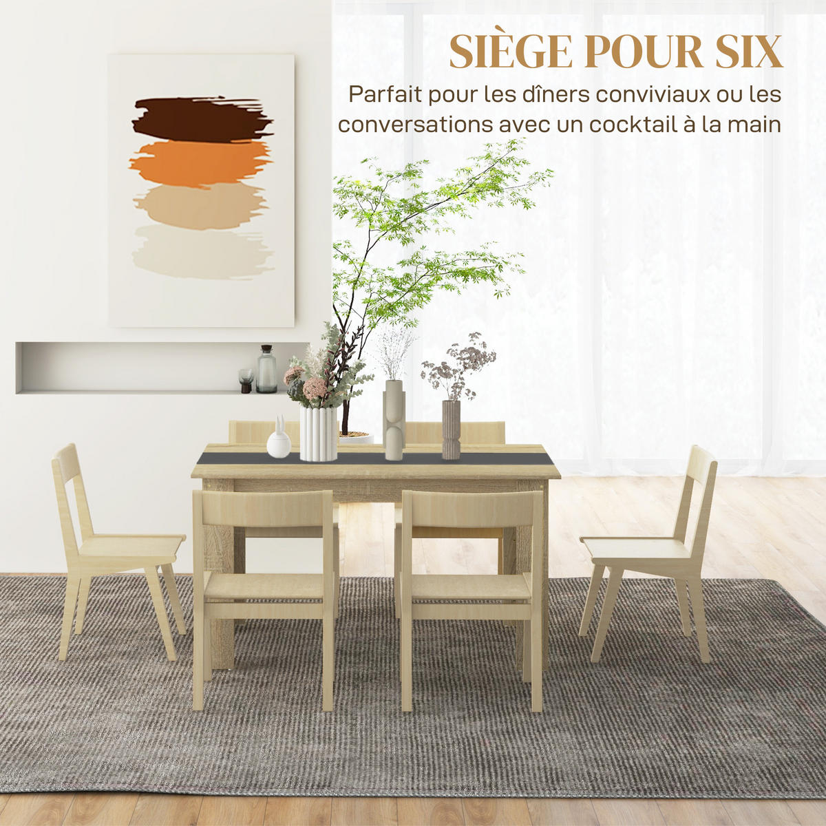 ESSTISCH Naturfarben Schwarz Skandinavischer Stil 140/89,5/75,5 cm - Eichefarben, Holz (89.5/140/75cm) - PANGIVO