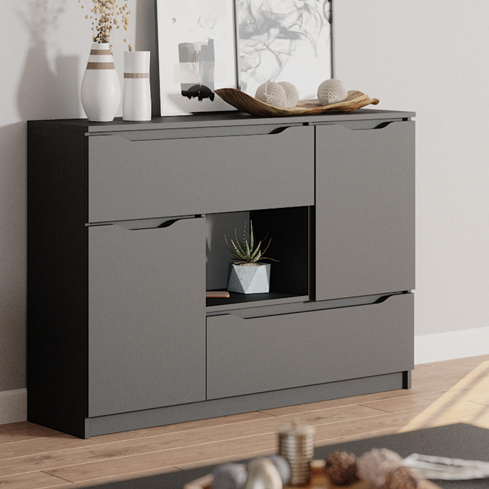 KOMMODE Ruben Anthrazit 120 x 84 cm - Anthrazit, Holzwerkstoff (120/84/30cm) - Vicco