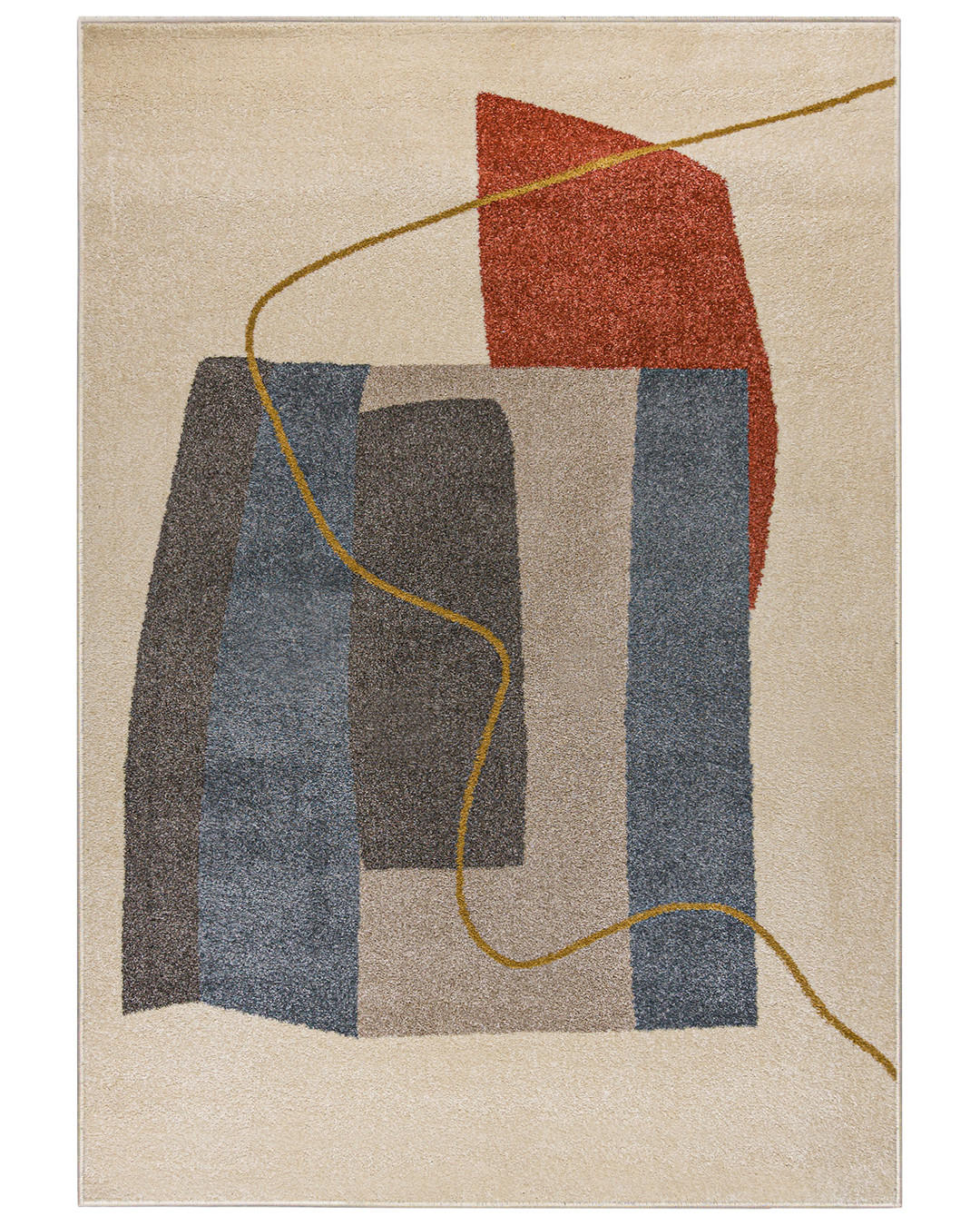 TEPPICH Beige Geometrisch In-Outdoor Pflanzlich Kurzflor Rechteckig 250 x 350 cm - Terracotta/Hellblau, Textil (250/350cm) - Mazovia