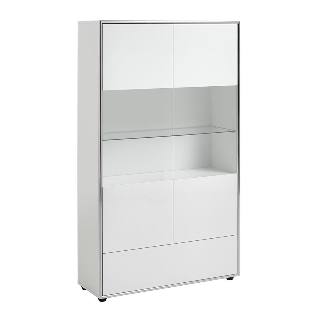 VITRINE Kenan Weiß Hochglanz 100/35/170 cm - Weiß, Holzwerkstoff (100/170/35cm) - ebuy24
