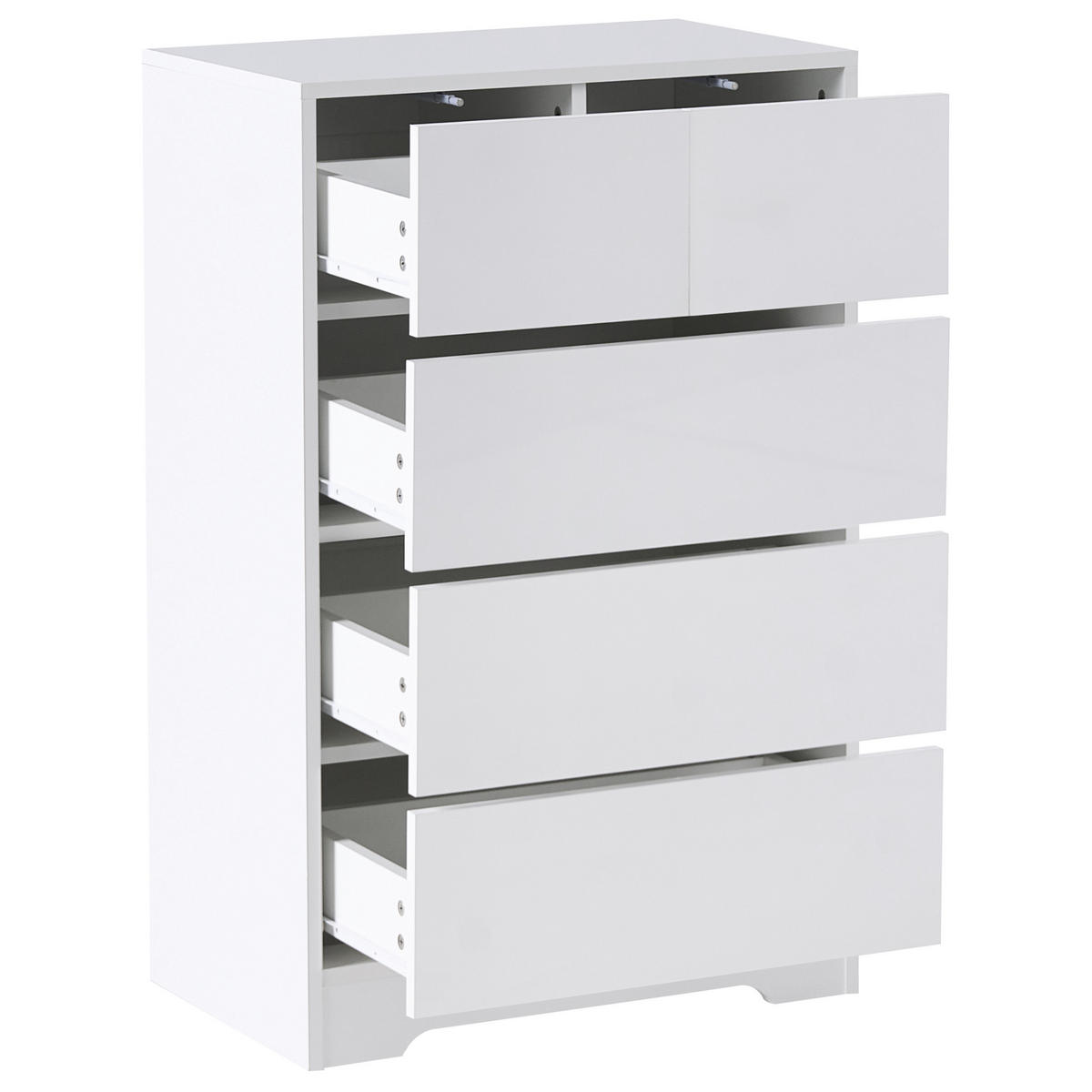 KOMMODE mit 5 Schubladen Weiß Alberta - Weiß, Holzwerkstoff (60/94/38cm) - Beliani