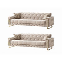 SITZGARNITUR Shimla, Beige Stellvariante 3+3 - Beige, Holzwerkstoff/Metall (220/80/108cm)